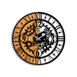 Wallity Reloj de Pared Decorativo de Madera Nogal y Negro